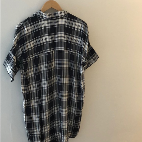 Madewell black + white plaid shirt dress M - Picture 4 of 4